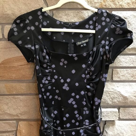 Stop Staring! Dress Black Celebrity Dot 1950s Wiggle Midi Retro Cocktail Medium - Picture 6 of 16